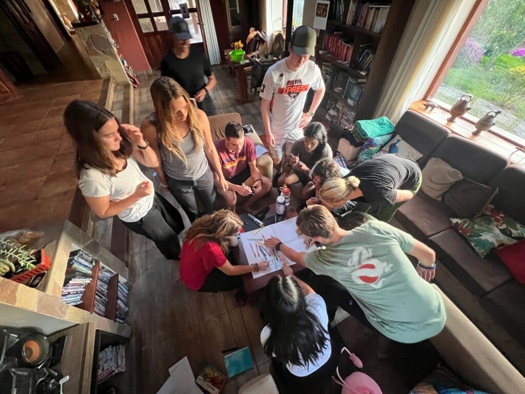 group workshopping around paper